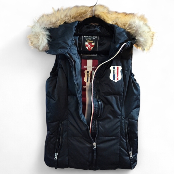 Kingsland Collection Jackets & Blazers - Kingsland Equestrian Collection Black Puffer Vest (Gilet) with Faux Fur-Trimmed